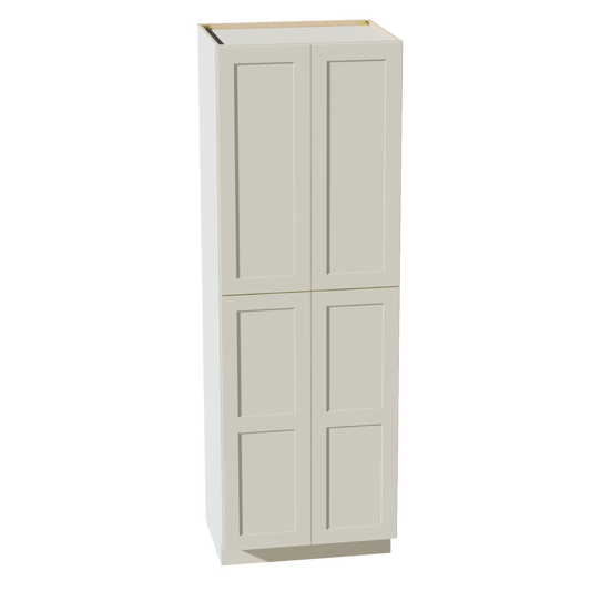 TW-TP3090: Creamy White Shaker 30"W x 90"H x 24"D 4 Door & 5 Shelves Tall Shelf Pantry Cabinets