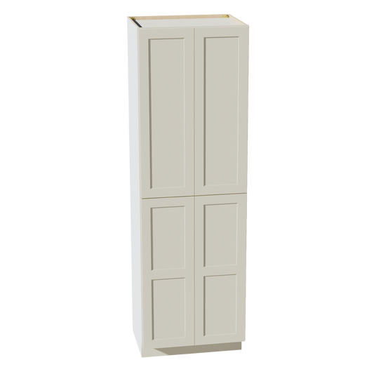 TW-TP3096: Creamy White Shaker 30"W x 96"H x 24"D 2 Doors & 6 Shelves Tall Shelf Pantry Cabinets