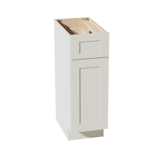 TW-VB1221: Creamy White Shaker 12"W x 34-1/2"H x 21"D 1 Door & 1 Drawer Single Door Vanity Base Cabinets