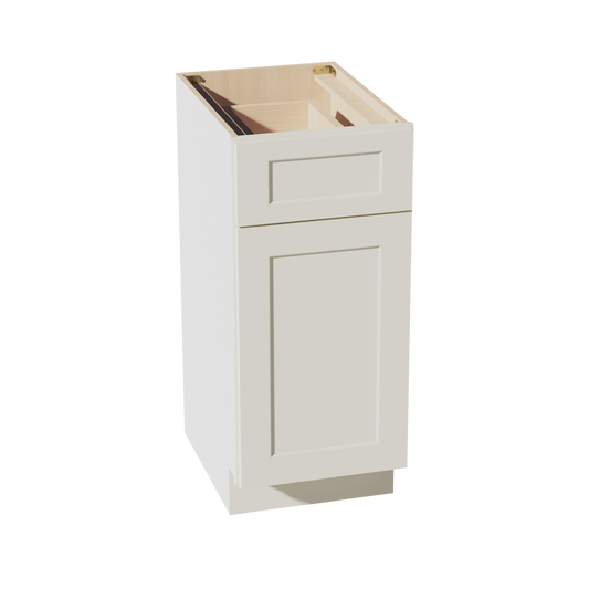 TW-VB1521: Creamy White Shaker 15"W x 34-1/2"H x 21"D 1 Door & 1 Drawer Single Door Vanity Base Cabinets