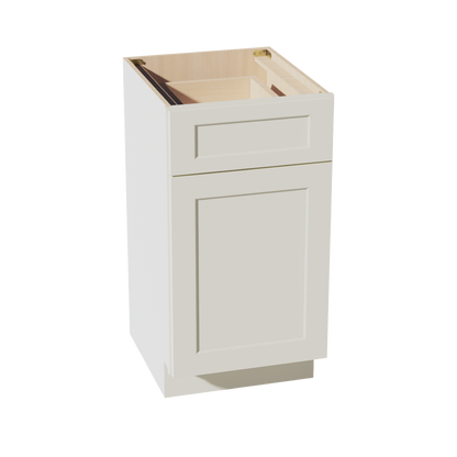 TW-VB1821: Creamy White Shaker 18"W x 34-1/2"H x 21"D 1 Door & 1 Drawer Single Door Vanity Base Cabinets