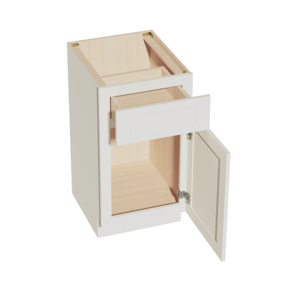 TW-VB1821: Creamy White Shaker 18"W x 34-1/2"H x 21"D 1 Door & 1 Drawer Single Door Vanity Base Cabinets