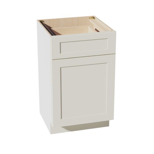 TW-VB2121: Creamy White Shaker 21"W x 34-1/2"H x 21"D 1 Door & 1 Drawer Single Door Vanity Base Cabinets