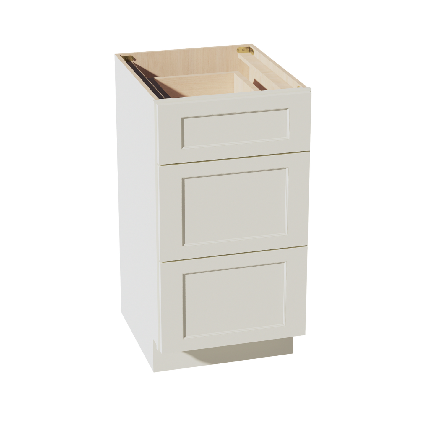 TW-VDB1821: Creamy White Shaker 18"W x 34-1/2"H x 21"D  3 Drawers Vanity Base Cabinets