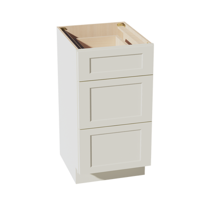 TW-VDB1821: Creamy White Shaker 18"W x 34-1/2"H x 21"D  3 Drawers Vanity Base Cabinets