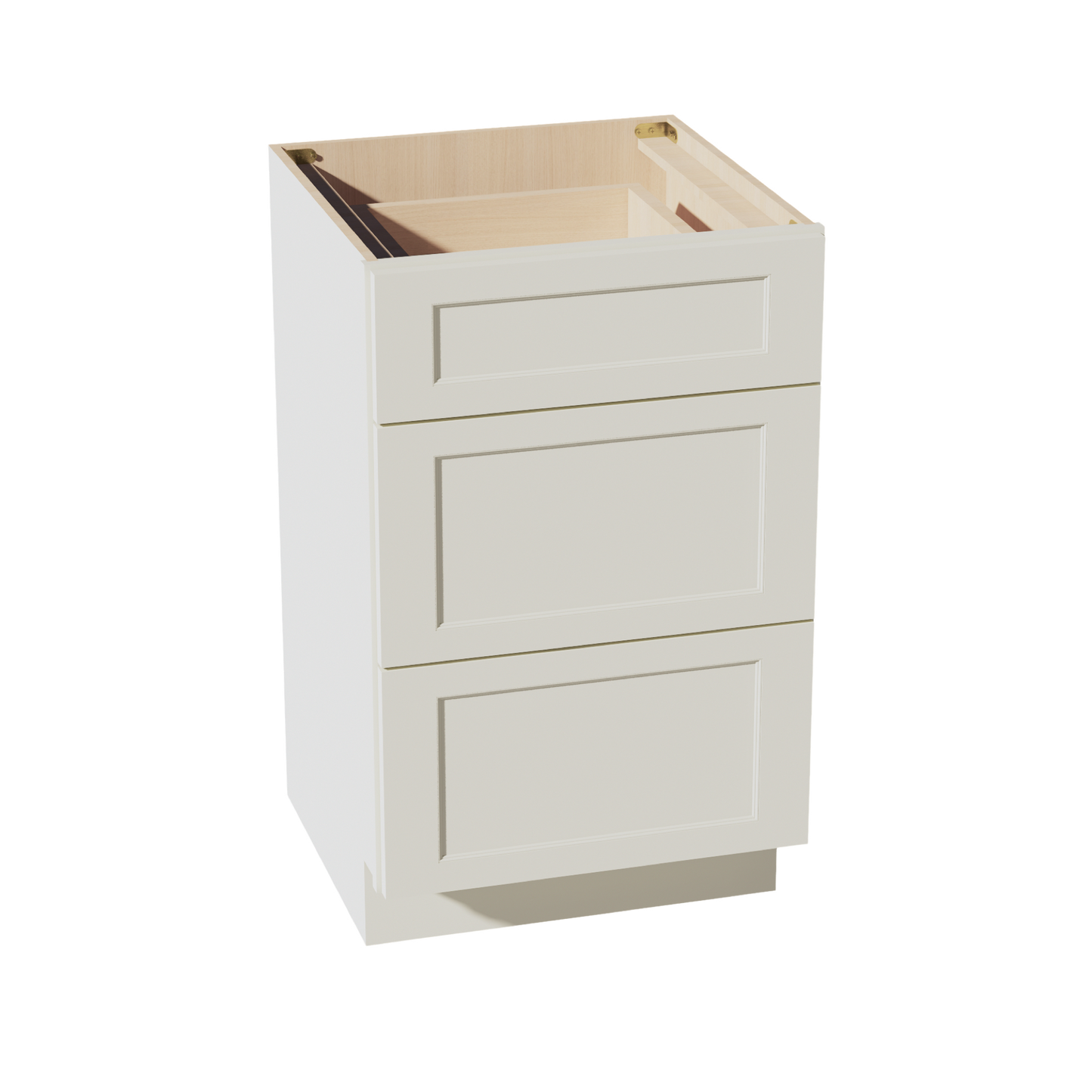 TW-VDB2121: Creamy White Shaker 21"W x 34-1/2"H x 21"D  3 Drawers Vanity Base Cabinets