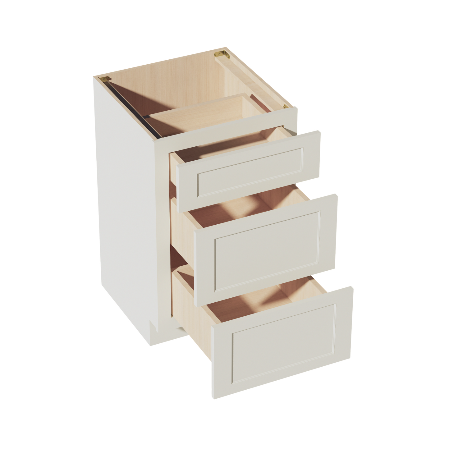 TW-VDB2121: Creamy White Shaker 21"W x 34-1/2"H x 21"D  3 Drawers Vanity Base Cabinets