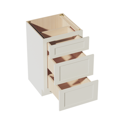 TW-VDB2121: Creamy White Shaker 21"W x 34-1/2"H x 21"D  3 Drawers Vanity Base Cabinets