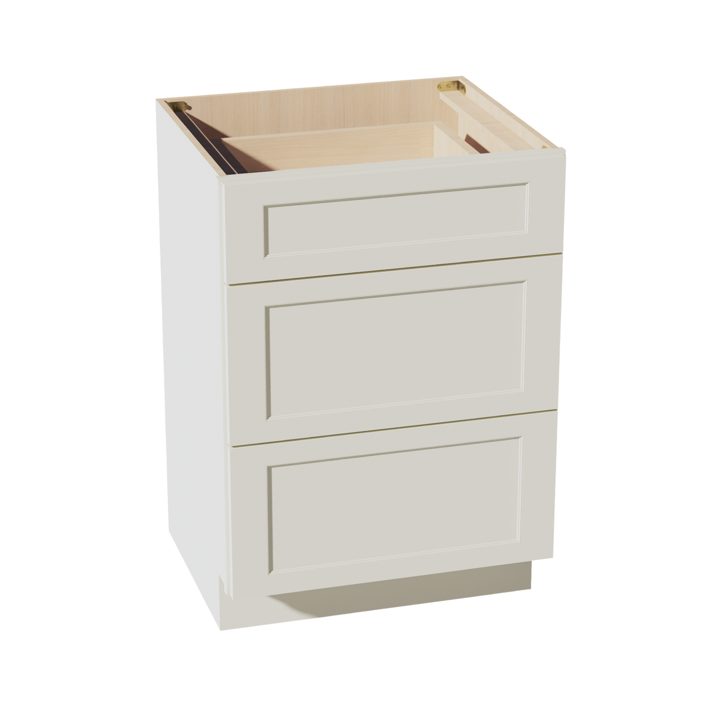 TW-VDB2421: Creamy White Shaker 24"W x 34-1/2"H x 21"D  3 Drawers Vanity Base Cabinets