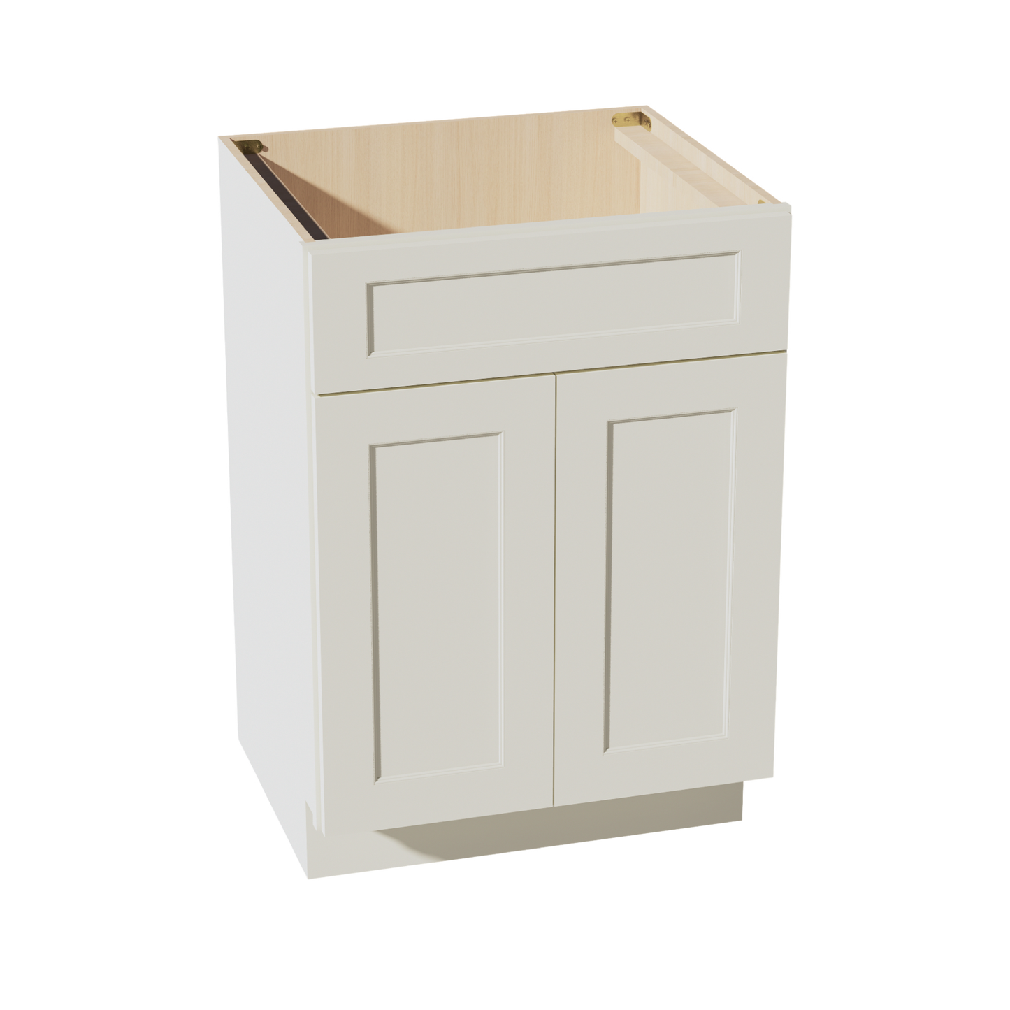 TW-VSB2421: Creamy White Shaker 24"W x 34-1/2"H x 21"D 2 Doors & 1 False Drawer Vanity Sink Base Cabinets