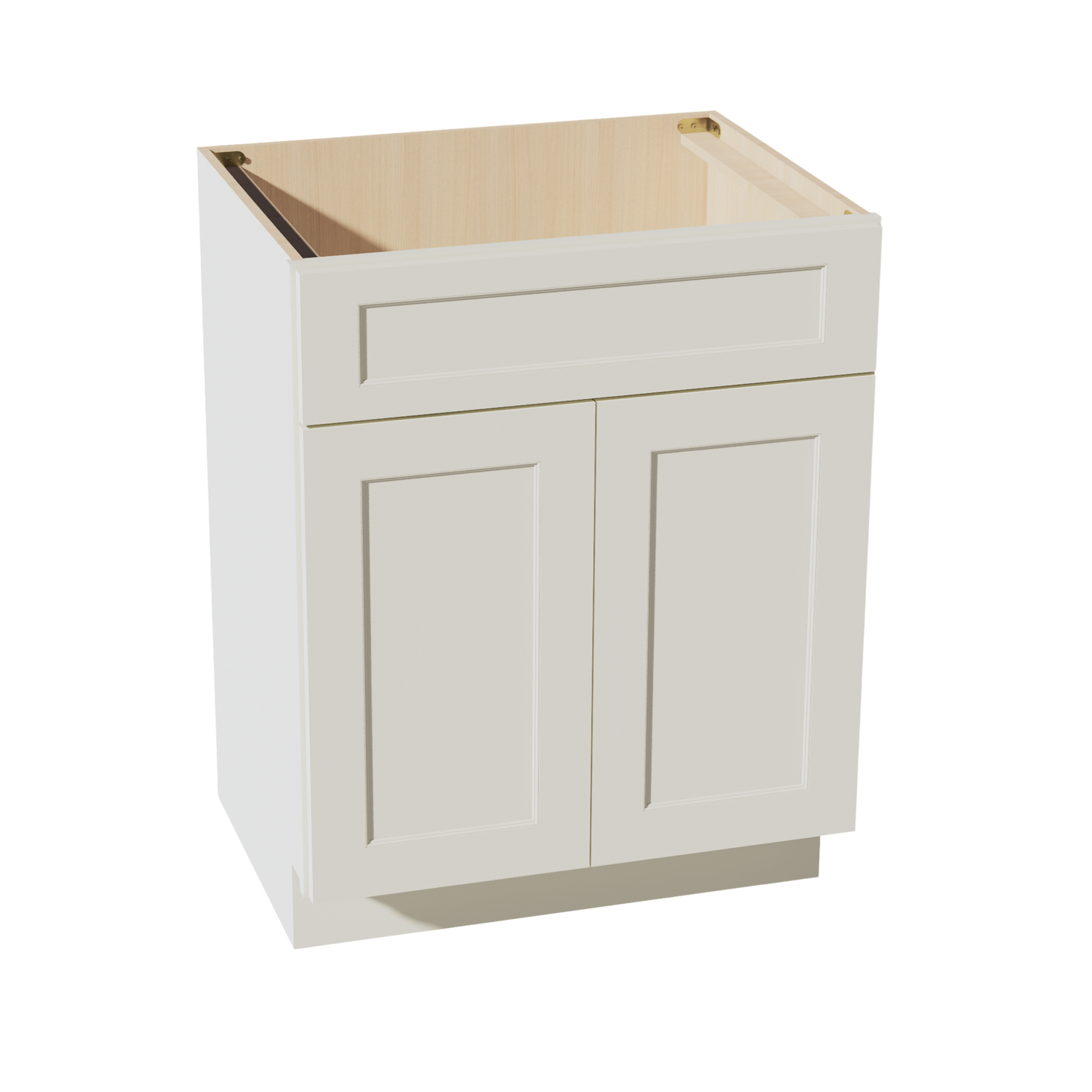 TW-VSB2721: Creamy White Shaker 27"W x 34-1/2"H x 21"D 2 Doors & 1 False Drawer Vanity Sink Base Cabinets