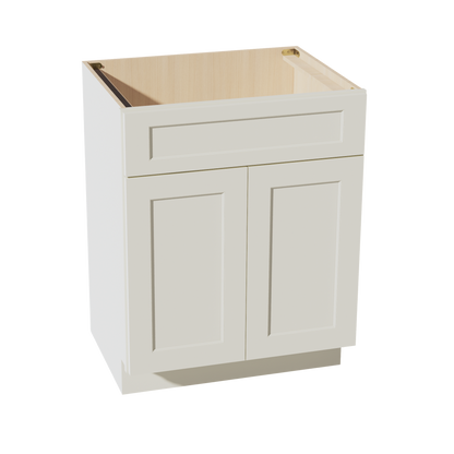 TW-VSB2721: Creamy White Shaker 27"W x 34-1/2"H x 21"D 2 Doors & 1 False Drawer Vanity Sink Base Cabinets