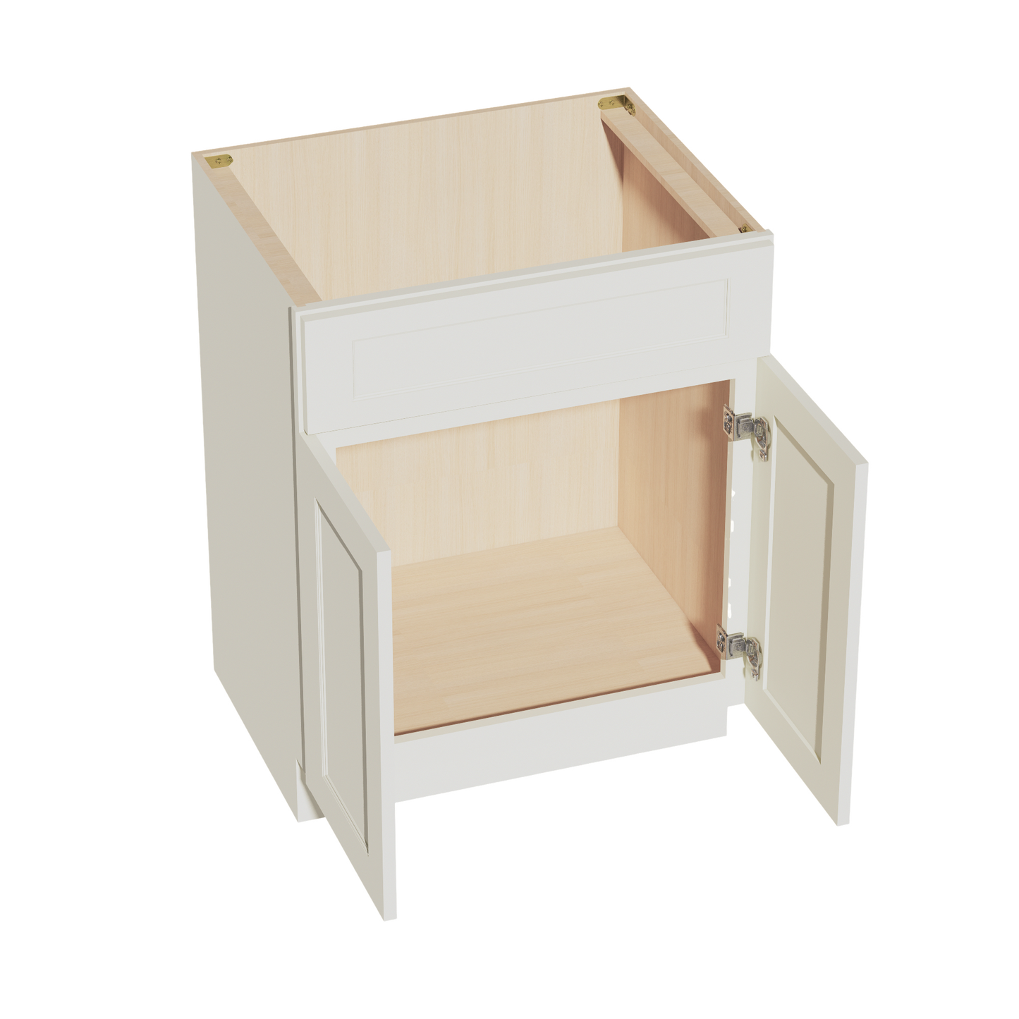 TW-VSB2721: Creamy White Shaker 27"W x 34-1/2"H x 21"D 2 Doors & 1 False Drawer Vanity Sink Base Cabinets