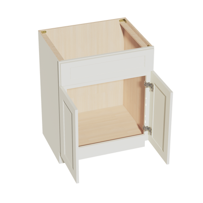 TW-VSB2721: Creamy White Shaker 27"W x 34-1/2"H x 21"D 2 Doors & 1 False Drawer Vanity Sink Base Cabinets