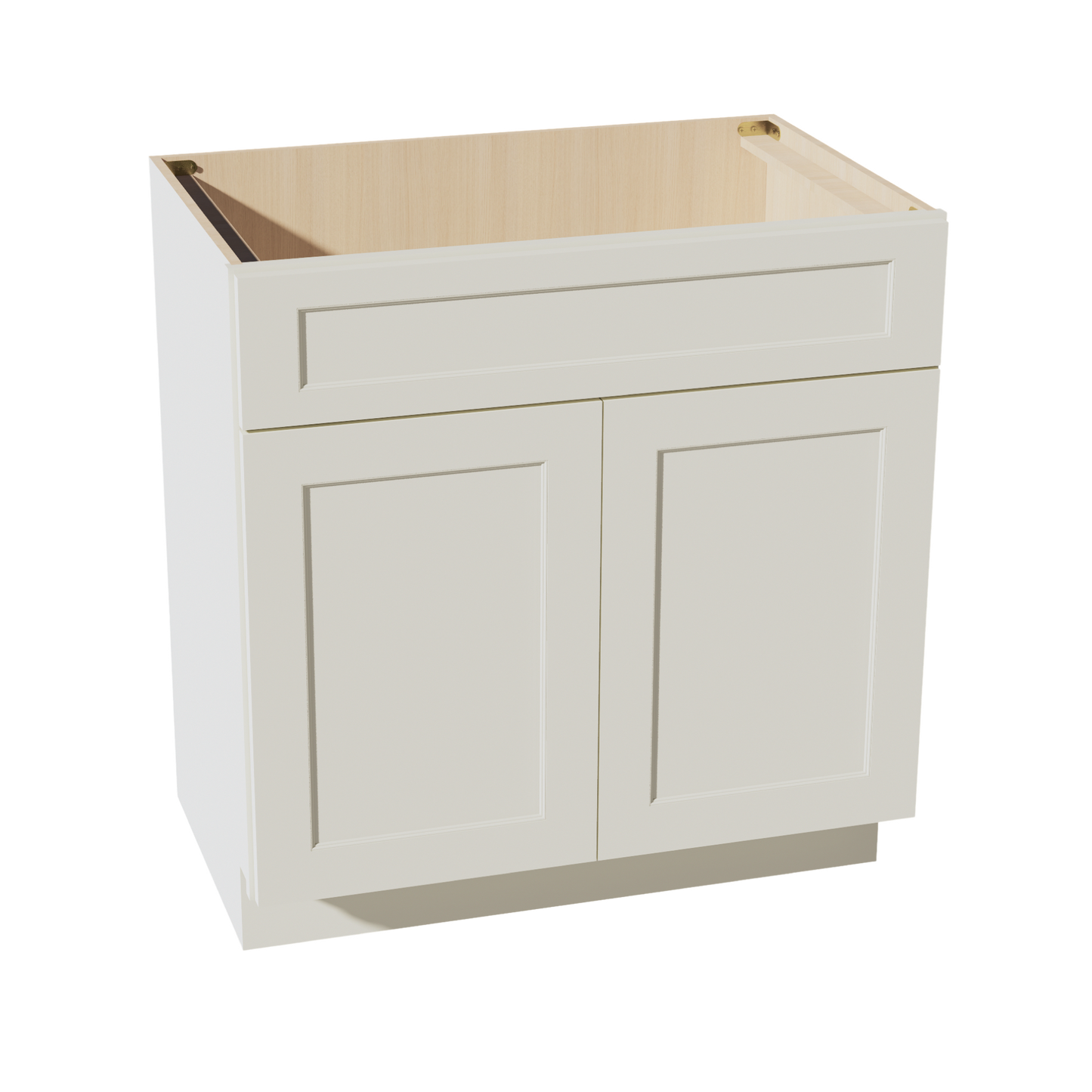 TW-VSB3321: Creamy White Shaker 33"W x 34-1/2"H x 21"D 2 Doors & 1 False Drawer Vanity Sink Base Cabinets