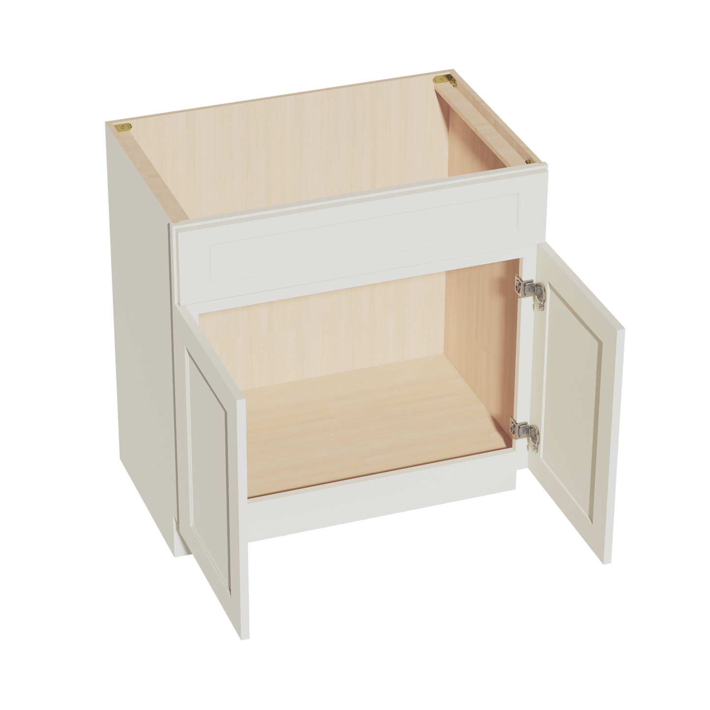 TW-VSB3321: Creamy White Shaker 33"W x 34-1/2"H x 21"D 2 Doors & 1 False Drawer Vanity Sink Base Cabinets