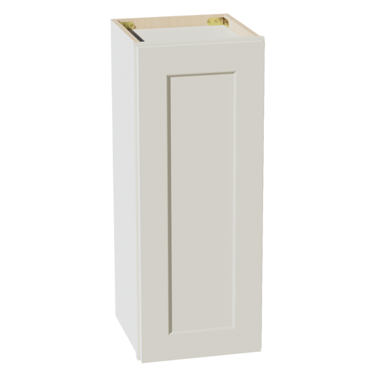 TW-W1230: Creamy White Shaker 12"W x 30"H 1 Door & 2 Shelves Standard Wall Cabinet