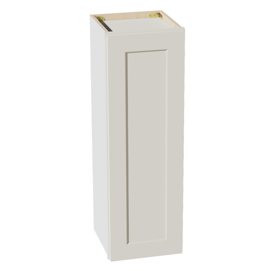 TW-W1236: Creamy White Shaker 12"W x 36"H 1 Door & 2 Shelves Standard Wall Cabinet