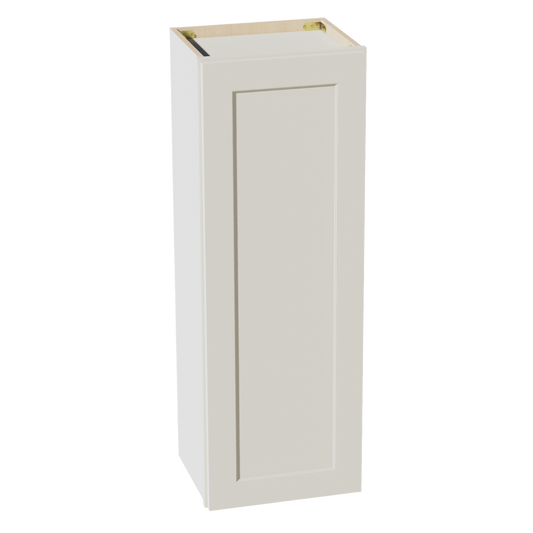 TW-W1542: Creamy White Shaker 15"W x 42"H 1 Door & 3 Shelves Standard Wall Cabinet