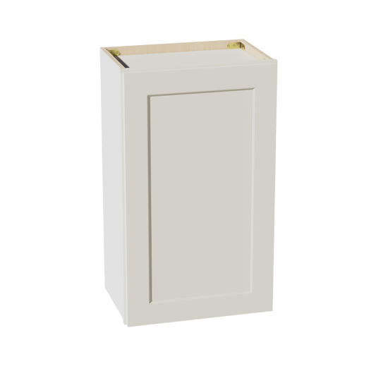 TW-W1830: Creamy White Shaker 18"W x 30"H 1 Door & 2 Shelves Standard Wall Cabinet