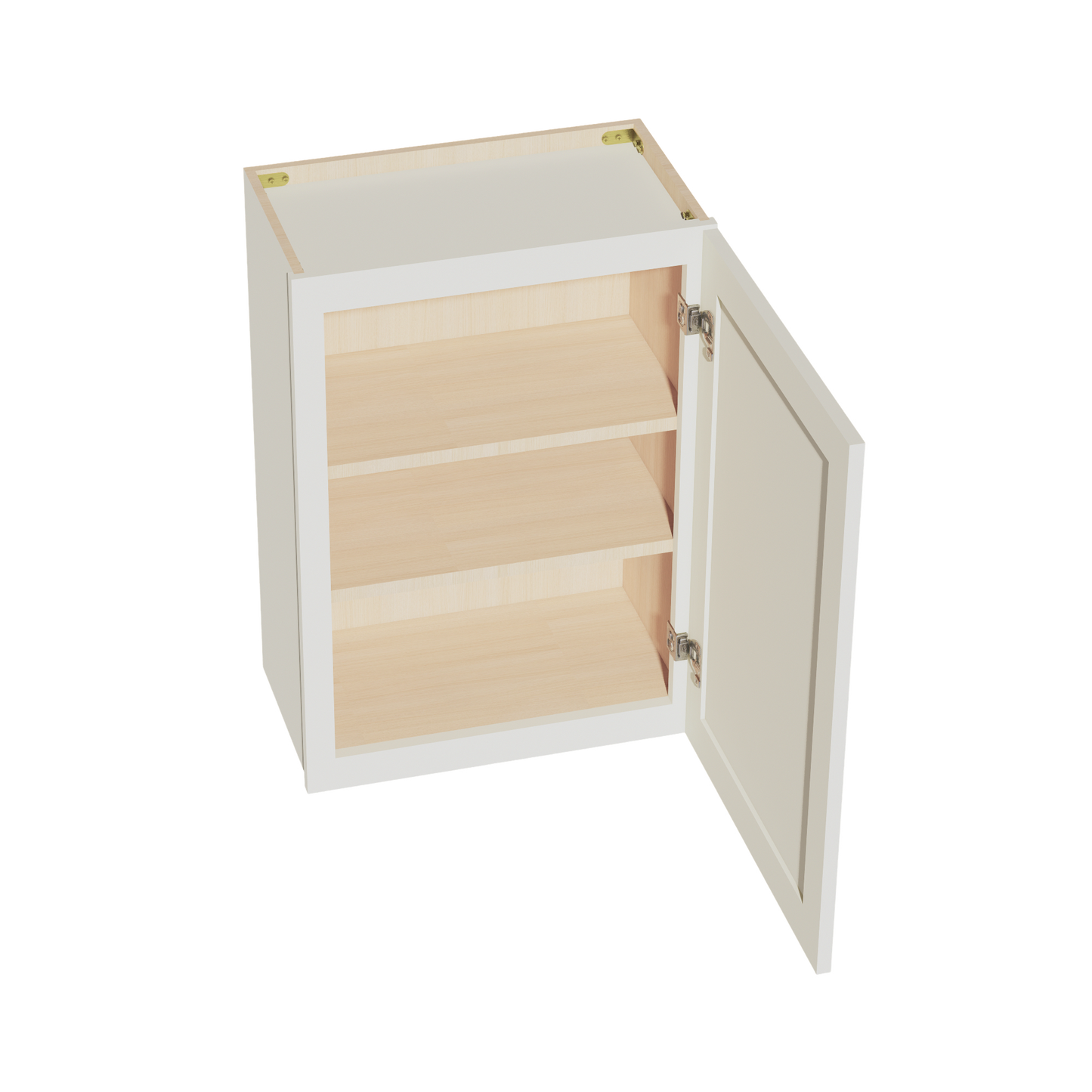 TW-W2130: Creamy White Shaker 21"W x 30"H 1 Door & 2 Shelves Standard Wall Cabinet