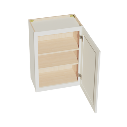 TW-W2130: Creamy White Shaker 21"W x 30"H 1 Door & 2 Shelves Standard Wall Cabinet