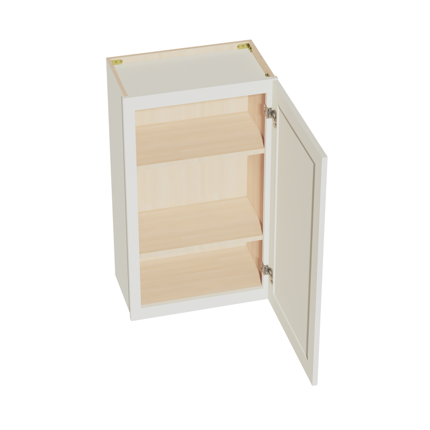 TW-W2136: Creamy White Shaker 21"W x 36"H 1 Door & 2 Shelves Standard Wall Cabinet