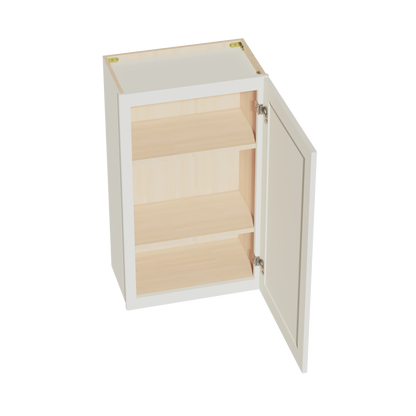 TW-W2136: Creamy White Shaker 21"W x 36"H 1 Door & 2 Shelves Standard Wall Cabinet