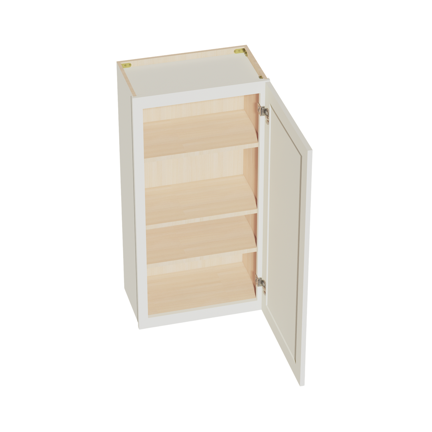 TW-W2142: Creamy White Shaker 21"W x 42"H 1 Door & 3 Shelves Standard Wall Cabinet