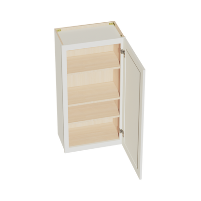 TW-W2142: Creamy White Shaker 21"W x 42"H 1 Door & 3 Shelves Standard Wall Cabinet