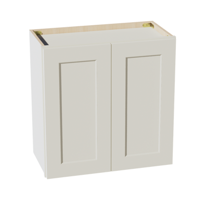 TW-W2424: Creamy White Shaker 24"W x 24"H 2 Doors Standard Wall Bridge Cabinet