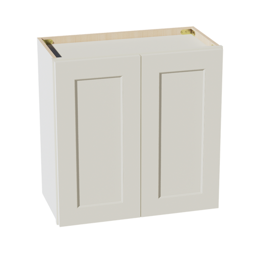 TW-W2424: Creamy White Shaker 24"W x 24"H 2 Doors Standard Wall Bridge Cabinet