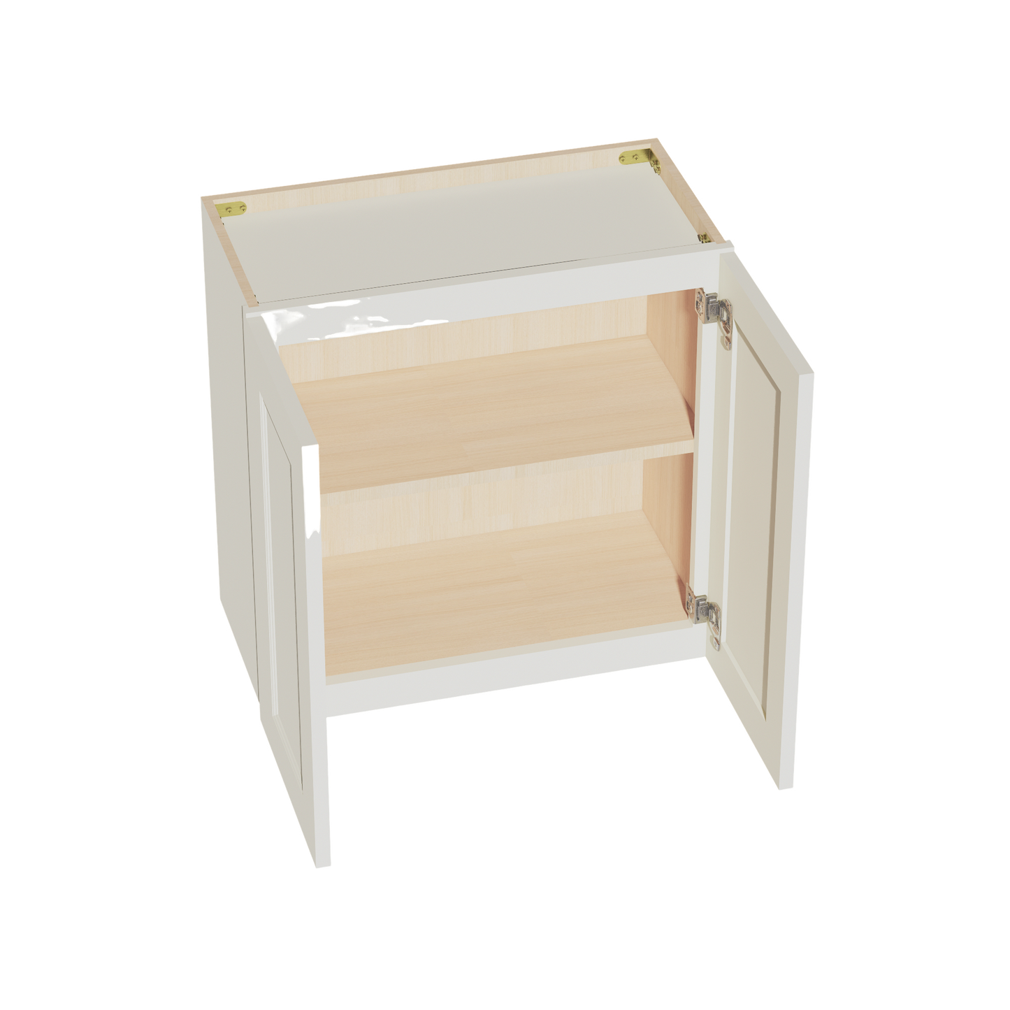 TW-W2424: Creamy White Shaker 24"W x 24"H 2 Doors Standard Wall Bridge Cabinet