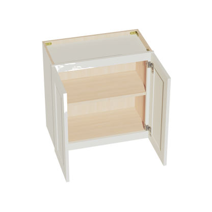 TW-W2424: Creamy White Shaker 24"W x 24"H 2 Doors Standard Wall Bridge Cabinet