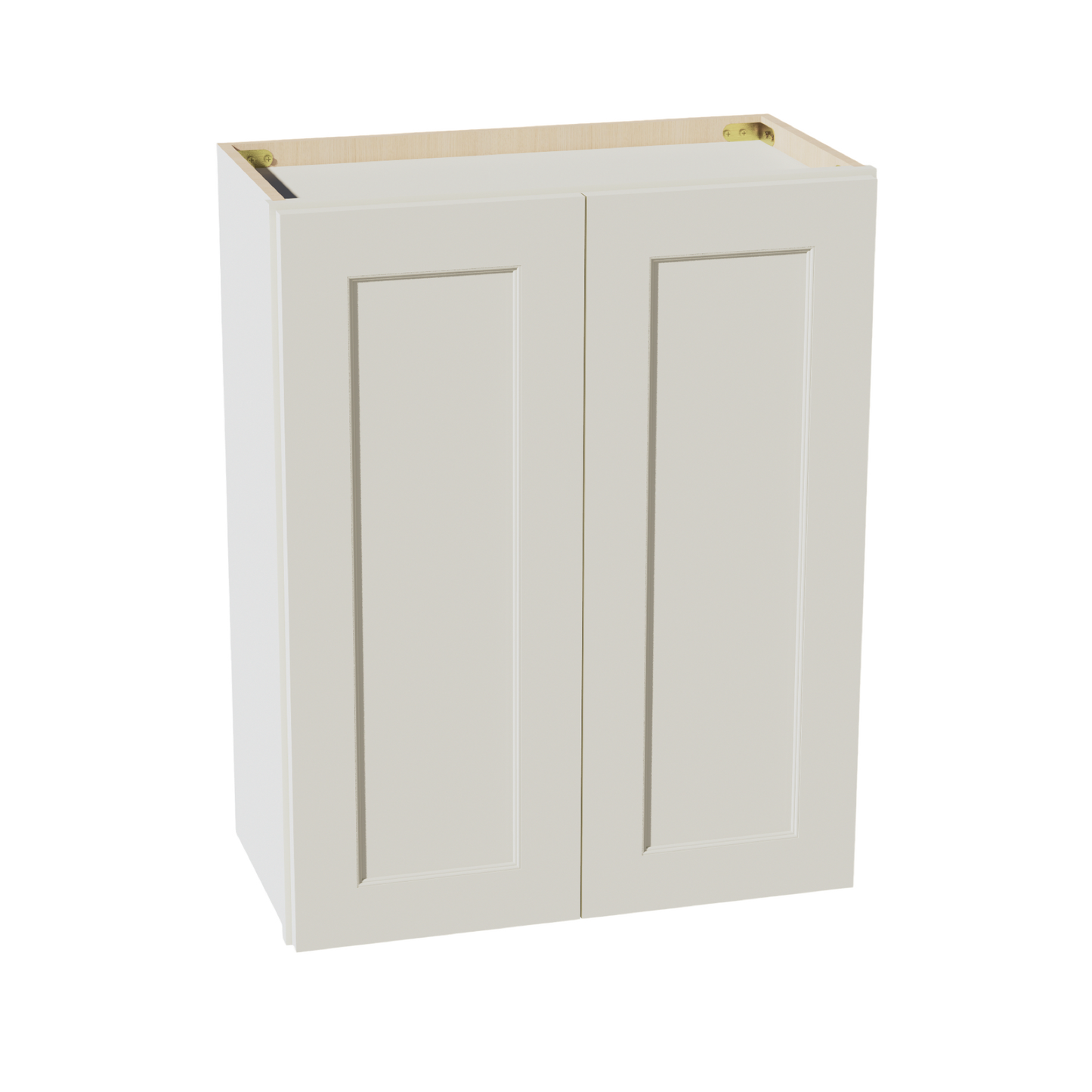 TW-W2430: Creamy White Shaker 24"W x 30"H 2 Doors & 2 Shelves Standard Wall Cabinet