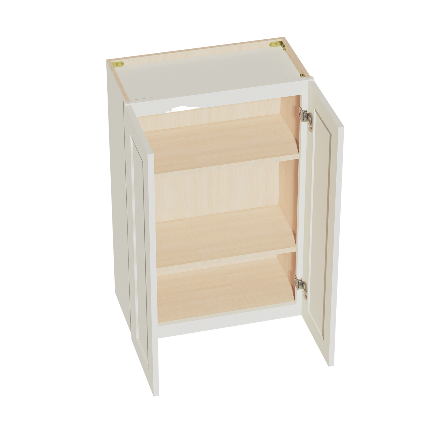 TW-W2436: Creamy White Shaker 24"W x 36"H 2 Doors & 2 Shelves Standard Wall Cabinet