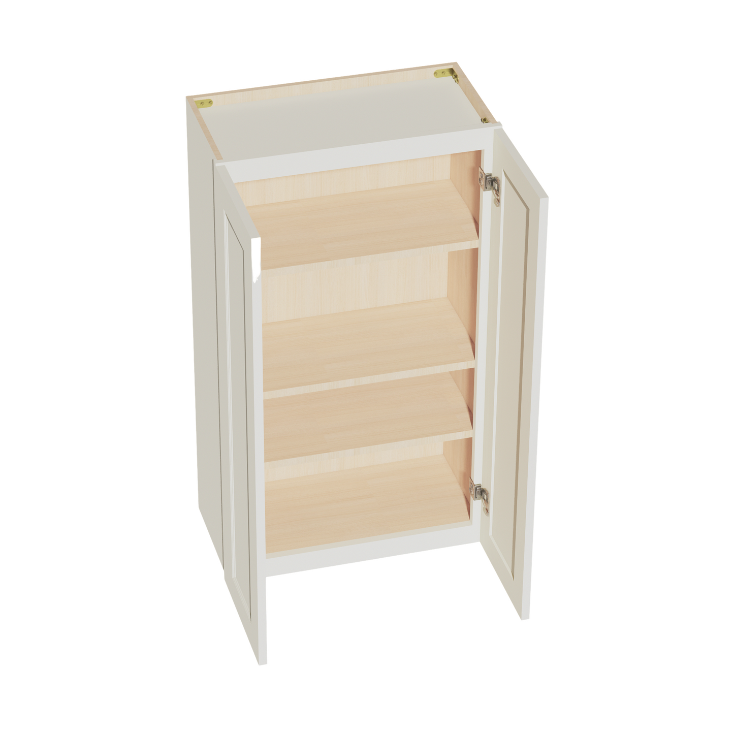 TW-W2442: Creamy White Shaker 24"W x 42"H 2 Doors & 3 Shelves Standard Wall Cabinet