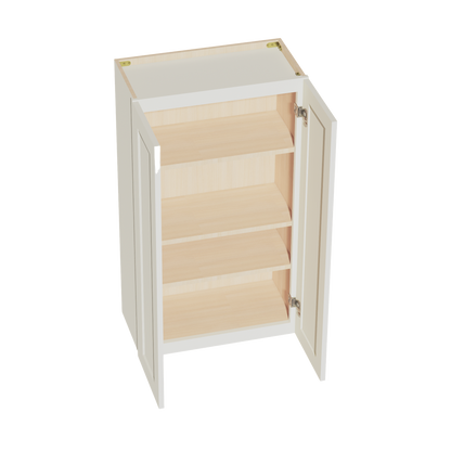 TW-W2442: Creamy White Shaker 24"W x 42"H 2 Doors & 3 Shelves Standard Wall Cabinet