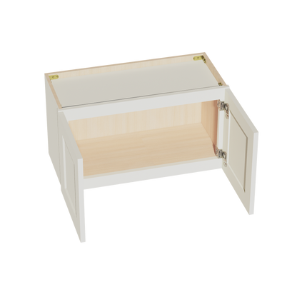 TW-W2715: Creamy White Shaker 27"W x 15"H 2 Doors Standard Wall Bridge Cabinet