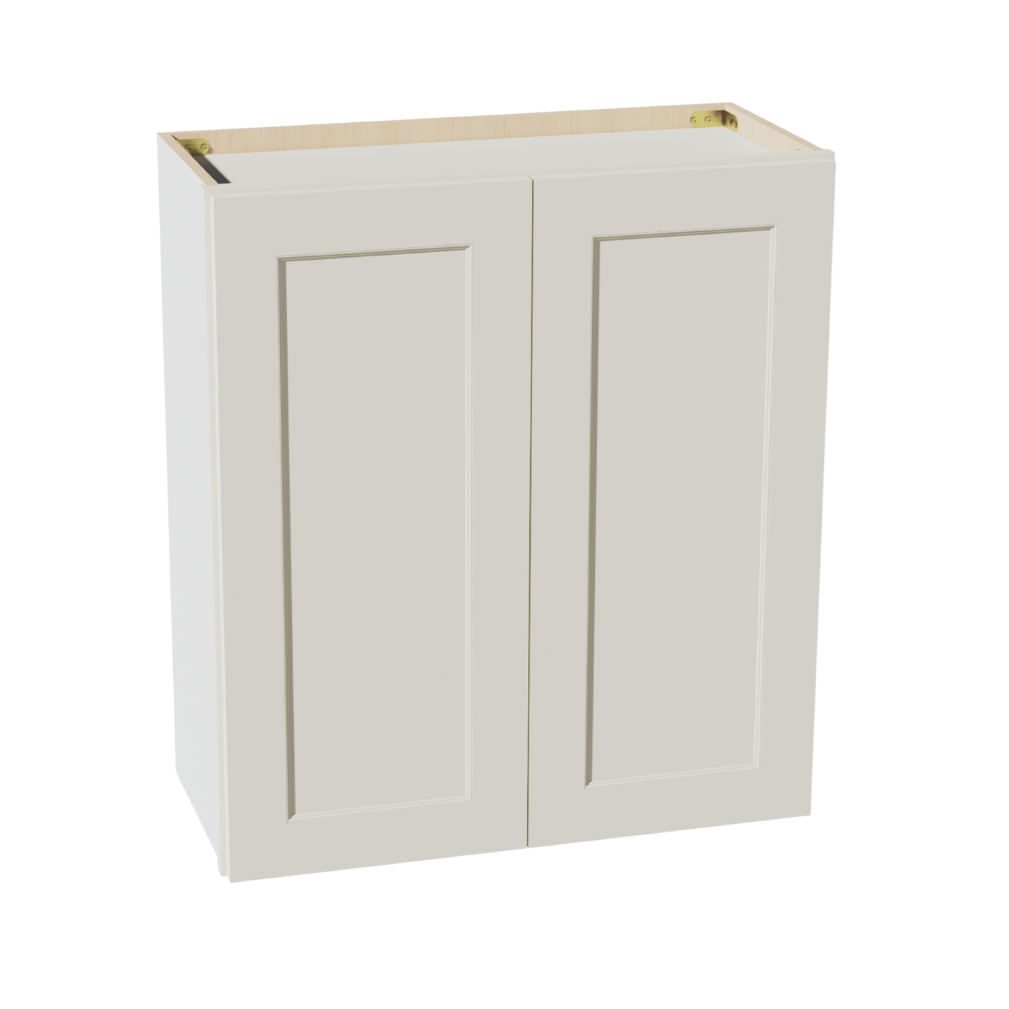 TW-W2730: Creamy White Shaker 27"W x 30"H 2 Doors & 2 Shelves Standard Wall Cabinet