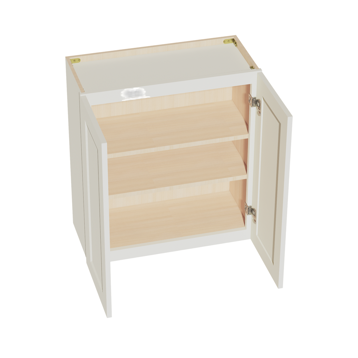 TW-W2730: Creamy White Shaker 27"W x 30"H 2 Doors & 2 Shelves Standard Wall Cabinet