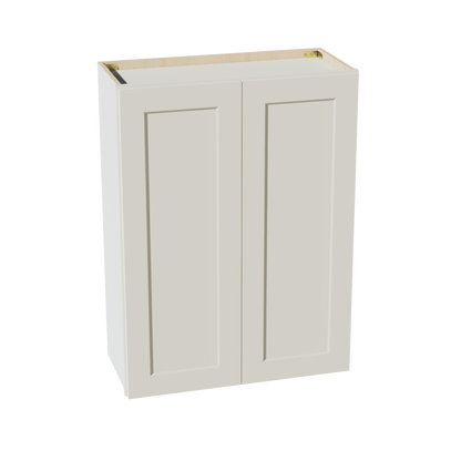 TW-W2736: Creamy White Shaker 27"W x 36"H 2 Doors & 2 Shelves Standard Wall Cabinet