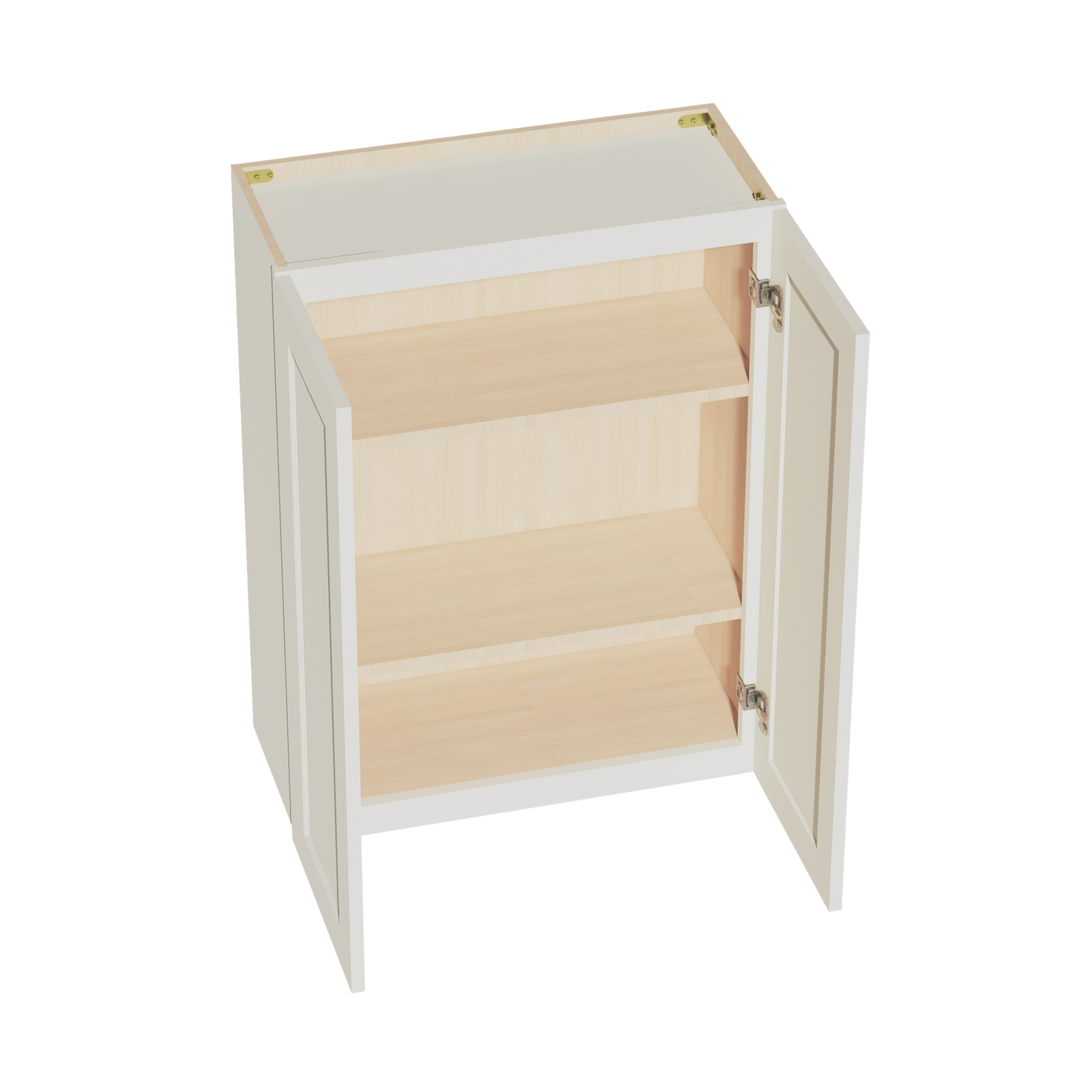 TW-W2736: Creamy White Shaker 27"W x 36"H 2 Doors & 2 Shelves Standard Wall Cabinet