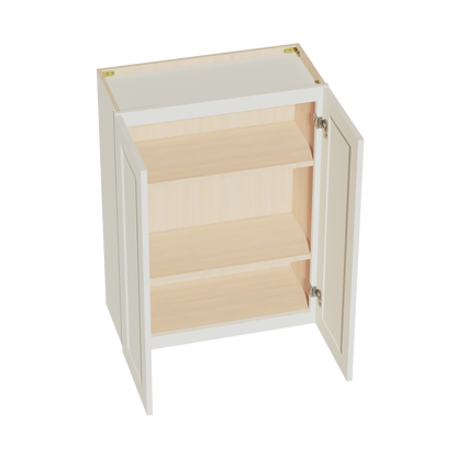 TW-W2736: Creamy White Shaker 27"W x 36"H 2 Doors & 2 Shelves Standard Wall Cabinet