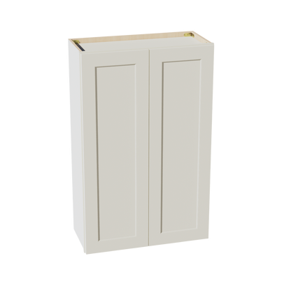 TW-W2742: Creamy White Shaker 27"W x 42"H 2 Doors & 3 Shelves Standard Wall Cabinet