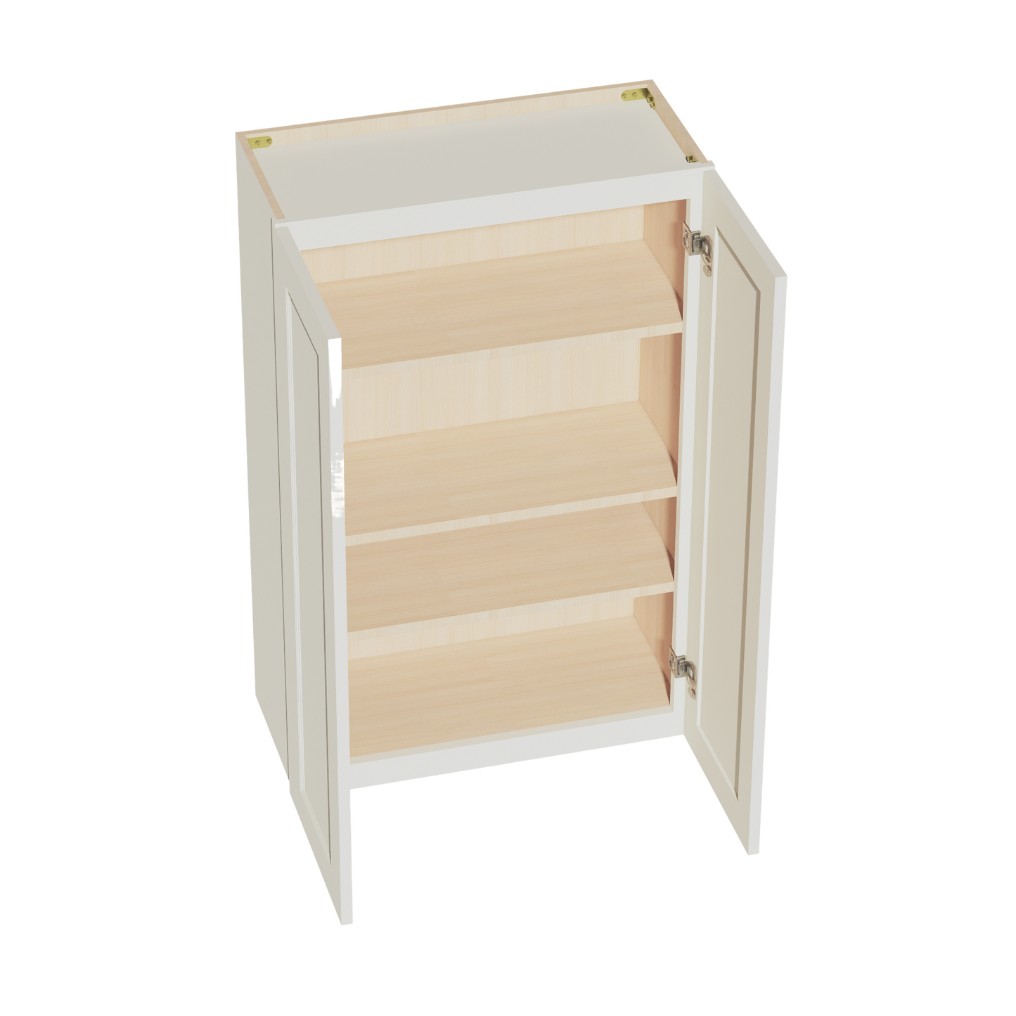 TW-W2742: Creamy White Shaker 27"W x 42"H 2 Doors & 3 Shelves Standard Wall Cabinet