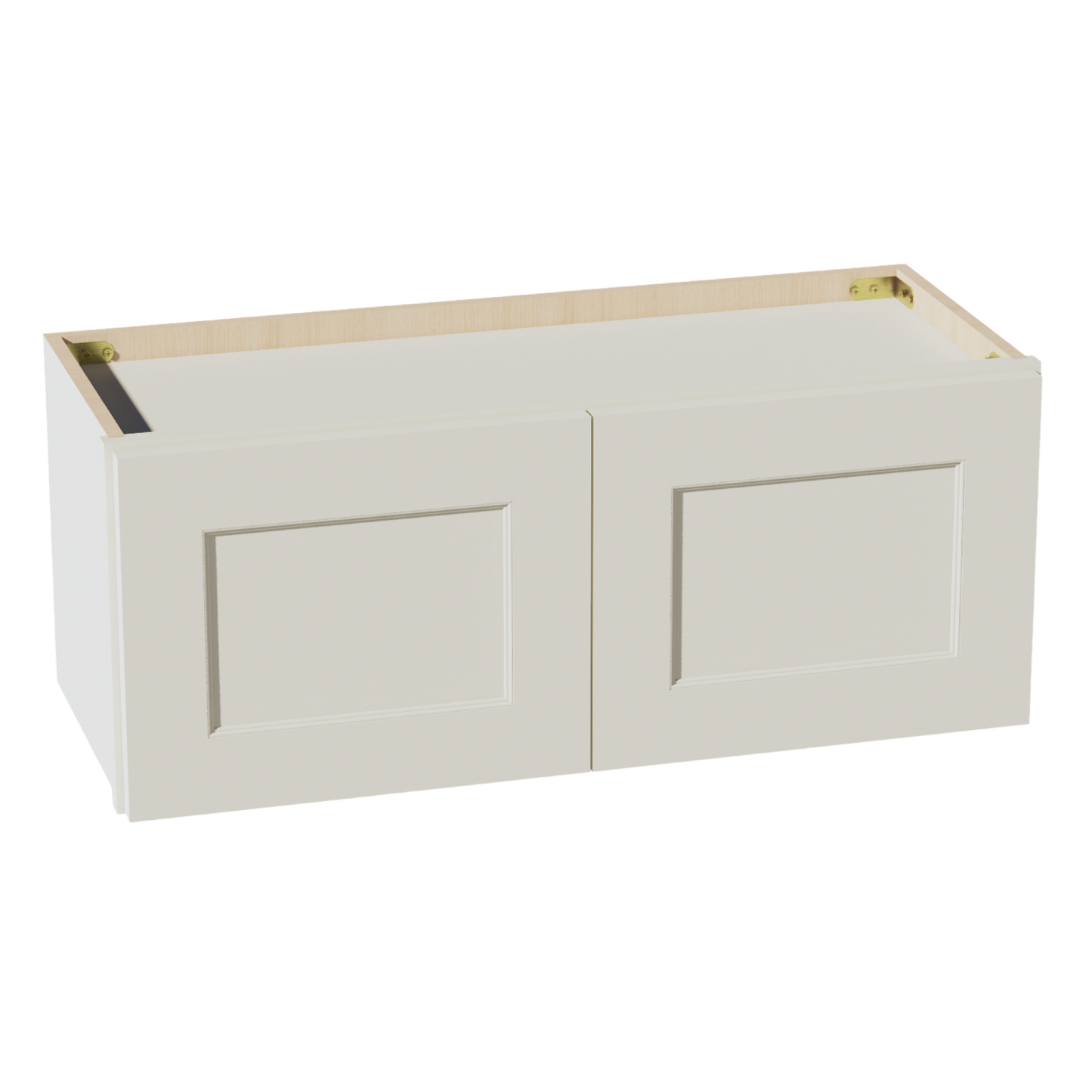 TW-W3012: Creamy White Shaker 30"W x 12"H 2 Doors Standard Wall Bridge Cabinet