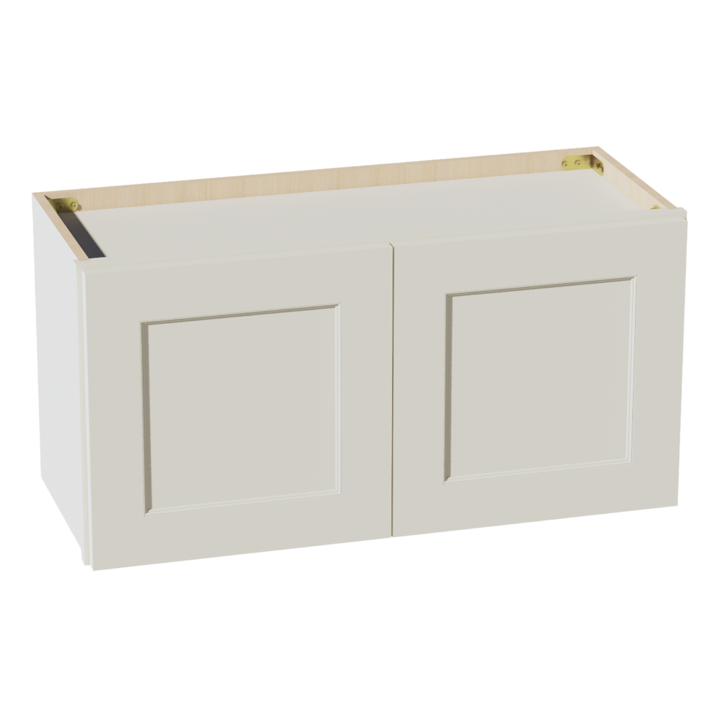 TW-W3015: Creamy White Shaker 30"W x 15"H 2 Doors Standard Wall Bridge Cabinet