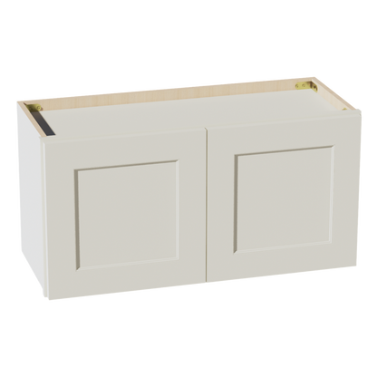 TW-W3015: Creamy White Shaker 30"W x 15"H 2 Doors Standard Wall Bridge Cabinet