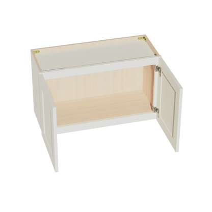 TW-W3018: Creamy White Shaker 30"W x 18"H 2 Doors Standard Wall Bridge Cabinet